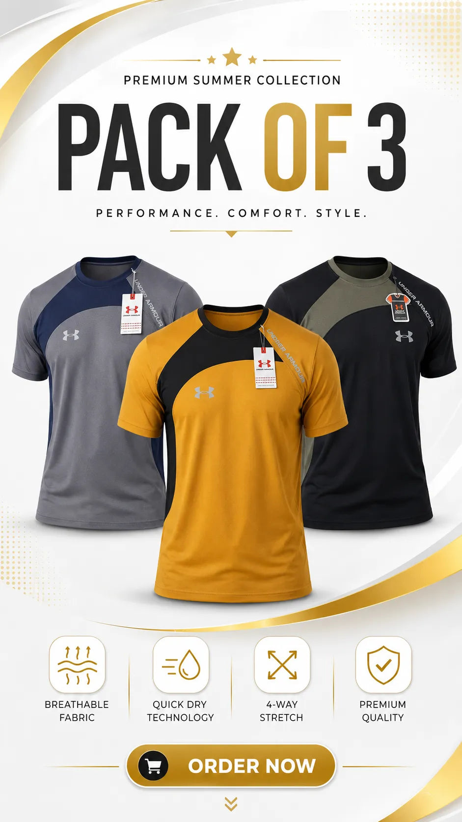 Pack of 3 T-shirts (Random color's)