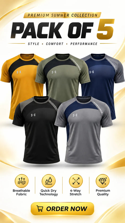 Pack of 5 T-shirts (Random color's)