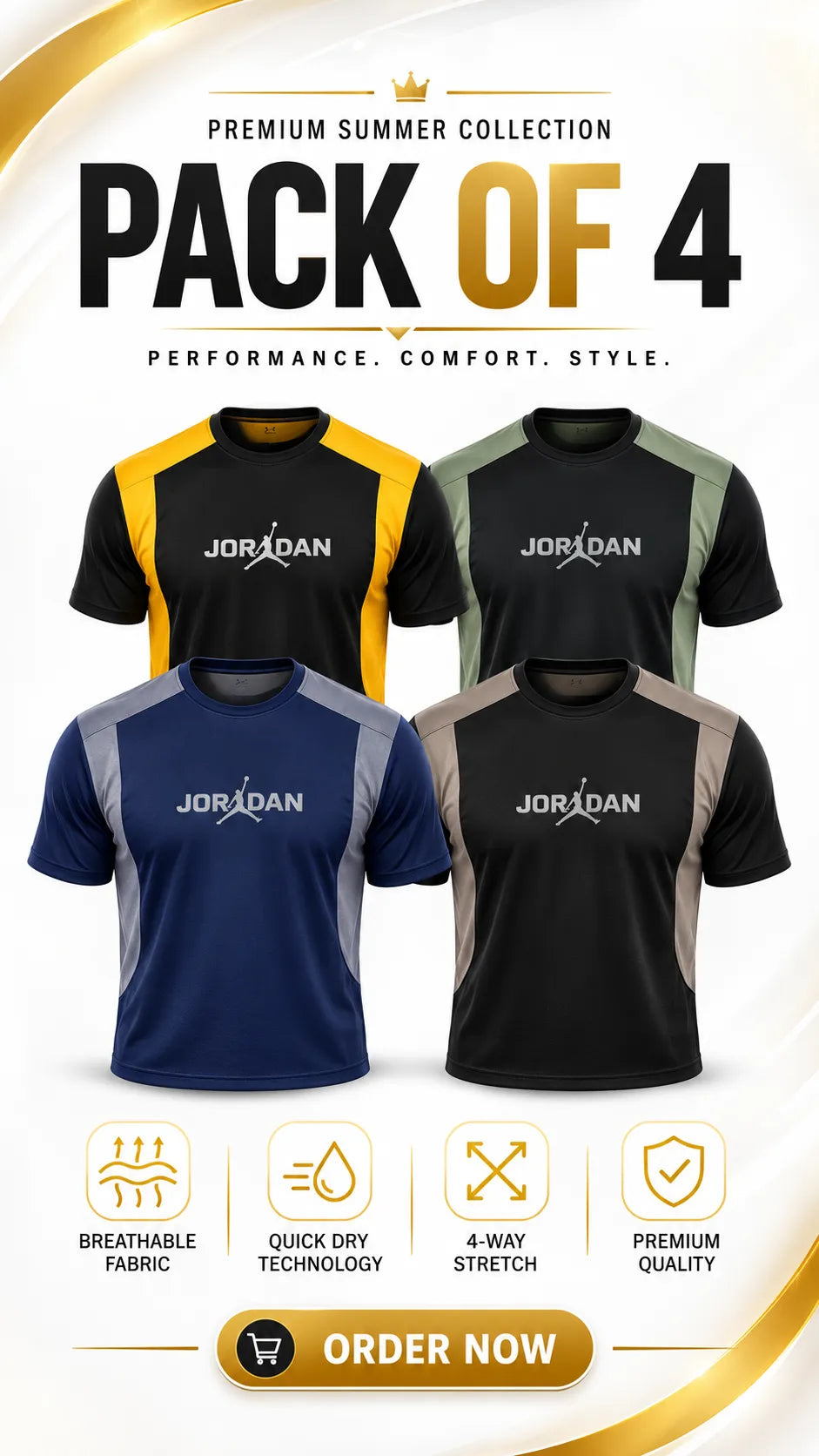 Pack of 4 T-shirts (Random color's)
